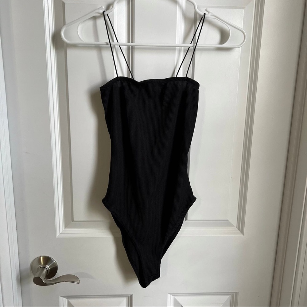 Boohoo Ribbed Skinny Strap Bodysuit